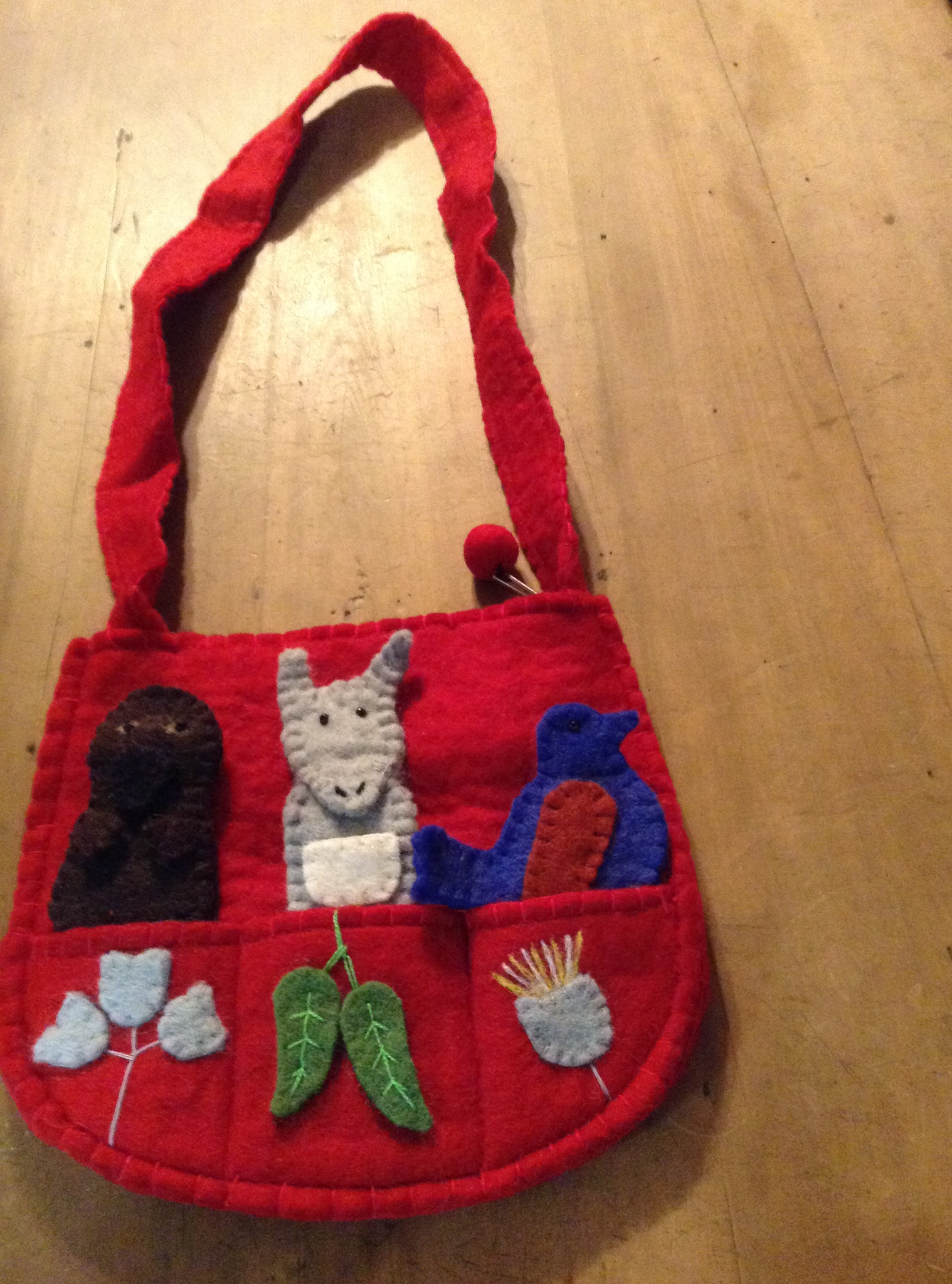 Felt Finger Puppet Bag - red